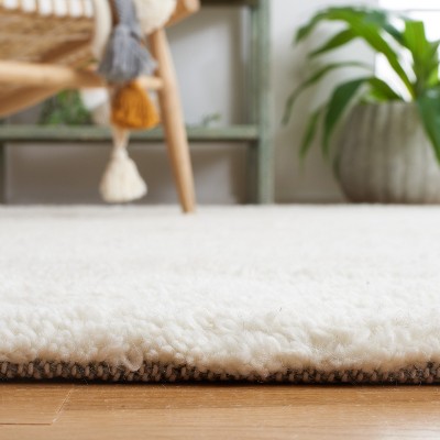 Ivory and Gray Hand-Knotted Wool Area Rug