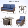 Buenhomino Patio Furniture with Fire Pit, Wicker Outdoor Couch and Swivel Rocking Chairs, Propane Fire Pit Conversation Set - 4 of 4