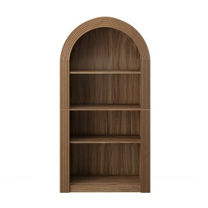 Gulches 41 in W x 16 in D x 79 in H Brown MDF Floor Mount Kitchen and Dining Cabinets with 4 Tier Arched Open Display in Brown Finish - 1 of 4