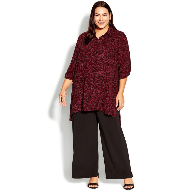 Women's Plus Size Longline Blouse - red fleck | AVENUE, 2 of 7