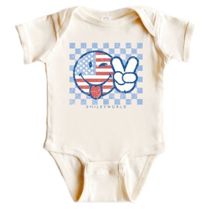 The Juniper Shop SmileyWorld Patriotic Checkered Peace Baby Short Sleeve Bodysuit - 1 of 4