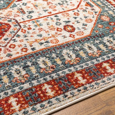 Coatesville Blue and Burgundy Synthetic 6'7" x 9' Area Rug