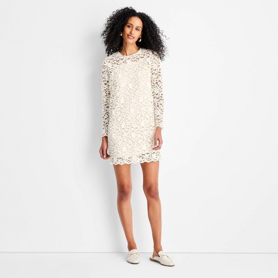 Women's Lace Mini Sheath Dress - Future Collective Cream L