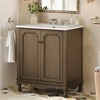 ACEPANO 30 in. W Vintage Country Style Bathroom Vanity with Sink, Rubber Wood Legs & Adjustable Shelves-Brown - 2 of 4
