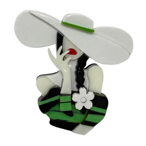 Wrapables Acrylic Fashion Brooch Pin for Sweaters, Coats, Scarves, and Bags, Fashionable White Hat - 1 of 4