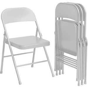 Folding Chairs Set of 4 - Metal Chairs, Hold Up to 350 Pounds, Foldable for Outside & Indoor Use - 1 of 4