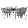 vidaXL Patio Dining Set with Cushions Table and Chairs Set Poly Rattan Glass - Gray 31.5" x 31.5" x 29.1" 4-Piece - 2 of 4