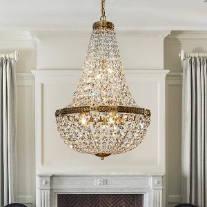 ALOADECOR Vintage Glam Crystal Basket Chandelier in Antique Gold - 1 of 4