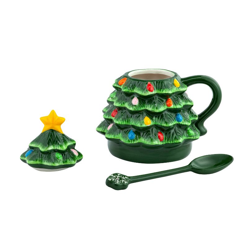 Mr. Christmas 16oz Lidded Nostalgic Christmas Tree Mug with Spoon, 2 of 5