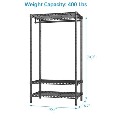 Black 3-Tier Wire Freestanding Closet System