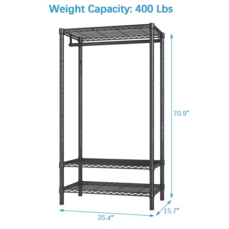 VIPEK V1S Wire Garment Rack 3 Tier Heavy Duty Clothes Rack Freestanding Wardrobe, Max Load 400LBS, 4 of 10