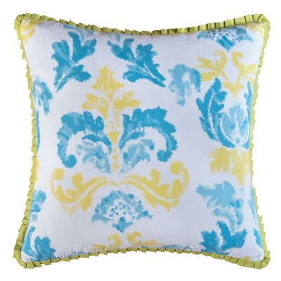 C&F Home 26" x 26" Delilah Blue Yellow Damask Cotton Euro Sham - Machine Washable