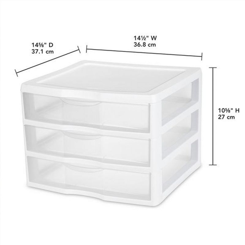 Sterilite Clear Plastic Stackable Small 3 Drawer Storage System for Home Office, Dorm Room, or Bathrooms, 4 of 8