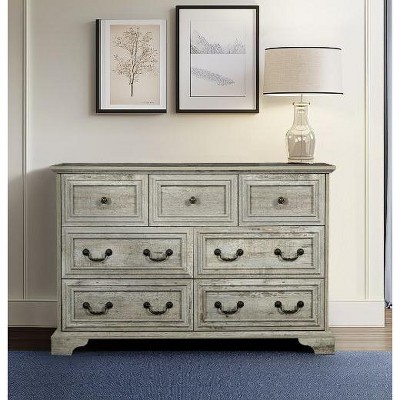 NicBex 7-Drawer Dresser with Roman Column Handles, Farmhouse Bedroom Storage Cabinet, Vintage Storage Dresser for Bedroom, Spacious Top for TV Stands