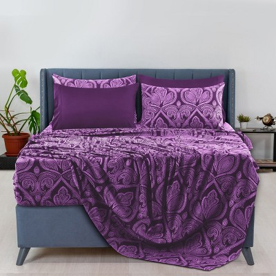 6 Piece Sheet Sets Paisley Printed Sheets Set Ultra Soft Deep Pocket Microfiber Bed Sheets - Lux Decor Collection