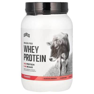 Levels Grass Fed Whey Protein Powder, Strawberry, 2 lb (907 g)