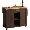 Celebalcony Rolling Kitchen Island Cart With Butcher Block Top – Portable Workstation With Storage Shelves, 1 Drawer & Locking Wheels - 3 of 4