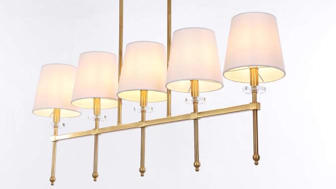 38.5&#34; 5-Light Sophie Modern Midcentury Iron Linear LED Pendant Brass Gold - JONATHAN Y, 2 of 12, play video