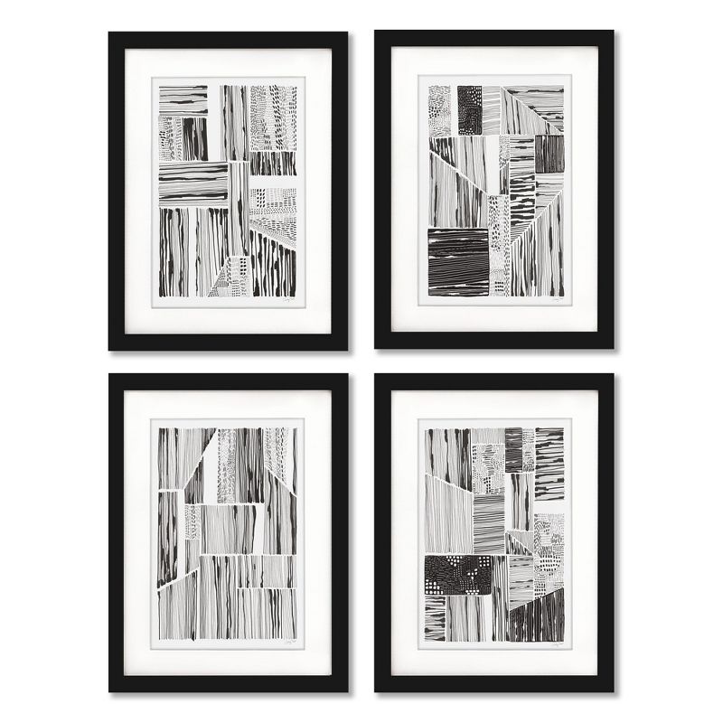 Americanflat Abstract Mid Century Lined Up By Courtney Prahl Set Of 4 Framed Wall Art Set, 1 of 4