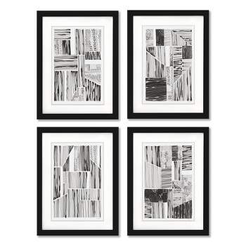 Americanflat Abstract Mid Century Lined Up By Courtney Prahl Set Of 4 Framed Wall Art Set