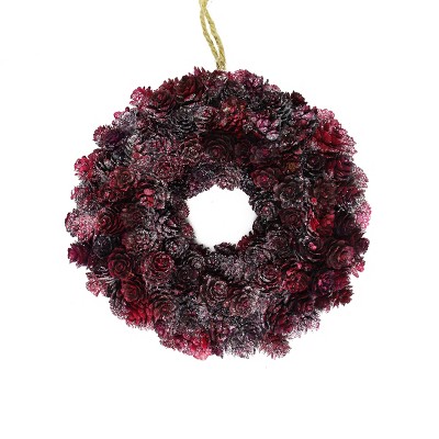 Northlight 9" Unlit Wine Burgundy Glitter Pine Cone Artificial Christmas Wreath