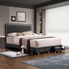 Queen Size Upholstered Bed Frame with 2 Drawers 43.5''/ 47.5''Adjustable Tufted Headboard Queen Bed Frame with Storage for Bedroom Gray One Size - image 2 of 4