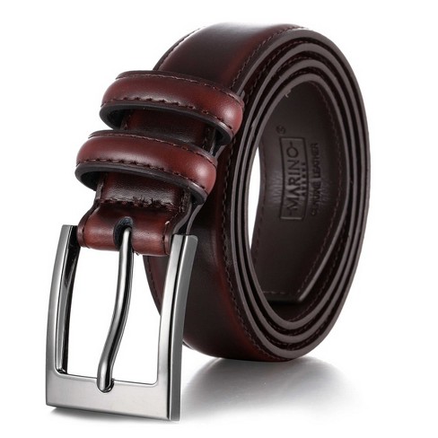 Mens Casual Leather Belts with Single Prong Buckle Basic Dress Belt ,1 1/8  Wide