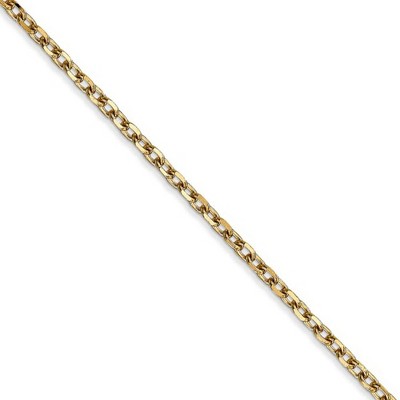 Black Bow Jewelry 2.2mm, 14k Yellow Gold Diamond Cut Solid Cable Chain Necklace