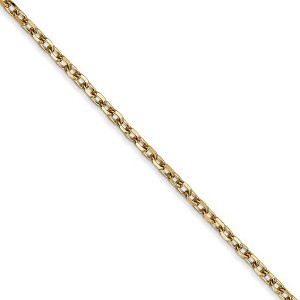 Black Bow Jewelry 2.2mm, 14k Yellow Gold Diamond Cut Solid Cable Chain Necklace - 1 of 4