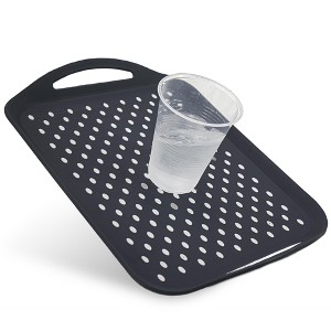 5 Star Super Deals Non Slip Serving Tray With Handles - Rubber Silicone Grip Anti Spill Plastic Food Carrying Tray - TV Dinner Tray - 1 of 4