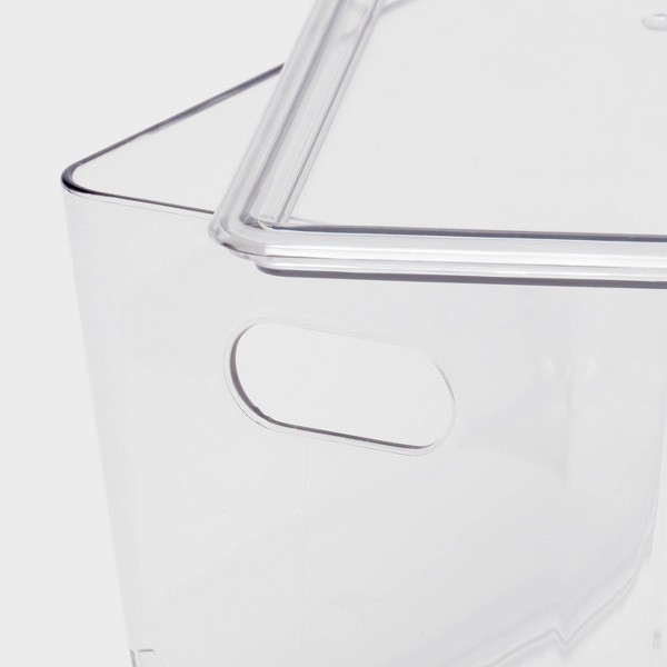 Cajón transparente apilable de 5L con tapa - Brightroom™: PET, apilable, almacenamiento universal, asas, 13.77" x 5.11" 3