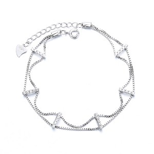 18K Gold Double Layer Bracelet with Crystals - 1 of 3