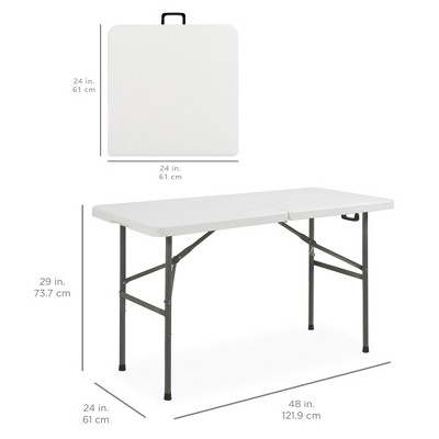 White Heavy-Duty 4ft Folding Plastic Table with Handle
