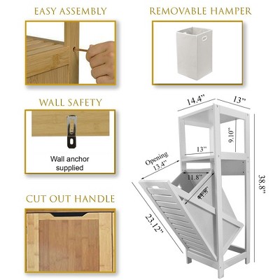 Bamboo Tilt-Out Laundry Hamper with Shelves and Lid