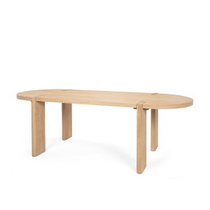 HomeRoots 91" Light Brown Wood Oval Dining Table - 1 of 4