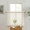 HLC.ME Isabella Floral Rod Pocket Lace Semi Sheer Voile Short Cafe Tiers for Small Windows - 3 of 4