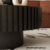 Lyngins Modern Handcrafted Coffee Table, Wooden Olive-Shaped Tea Table with Solid Wood Reliefs & MDF Base, Industrial Round Coffee Table - 4 of 4