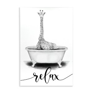 Stupell Industries Giraffe Bathtub with Relax Text Wall Plaque Art, 10" x 15" - 1 of 4