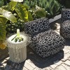 TOV Furniture Chiara Indoor / Outdoor Accent Pouf in Black with White Accents - 2 of 4