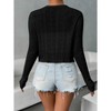 Women's Long Sleeve Tie-Front Cardigan Lightweight Cropped Knit Open Front Sweater - 3 of 3