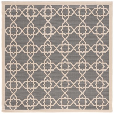 Gray and Beige Square Geometric Indoor/Outdoor Area Rug
