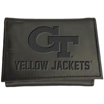 Evergreen NCAA Georgia Tech Yellow Jackets Black Leather Trifold Wallet Officially Licensed with Gift Box