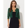 Allegra K Women's Elegant 3/4 Sleeve Sheer Floral Lace Cropped Bolero Shrugs - 2 of 4