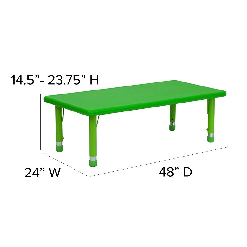 Flash Furniture 24"W x 48"L Rectangular Plastic Height Adjustable Activity Table Set with 6 Chairs, 5 of 10