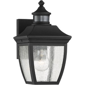 John Timberland Outdoor Wall Light Fixture Black 12" Clear Seedy Glass Motion Security Sensor for Exterior House Porch Patio Deck - 1 of 4