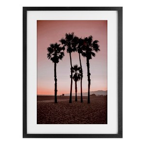 Stupell Industries Stanta Monica Palms Pink Framed Print Under Glass Art - 1 of 4