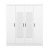 Vynxaria 4-Door Mirror Wardrobe with Shelves in White - Elegant and Functional Storage Solution for Modern Bedrooms - 4 of 4