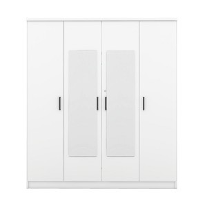 TIRAMISUBEST 4-Door Mirror Wardrobe with Shelves - Mobile Lateral Filing Cabinet Locking Wheels Adjustable Shelf - 1 of 4