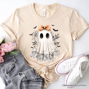 Coquette Ghost T-Shirt, Cute Halloween Tee for Girly Ghouls| OrnamentallyYou - 1 of 4