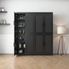 36"x124"x16" Wood Grain Buffet Cabinet in Black, Storage Organizer with Adjustable Shelves and Rattan Doors for Kitchen Bedroom Entryway Living Room - 4 of 4